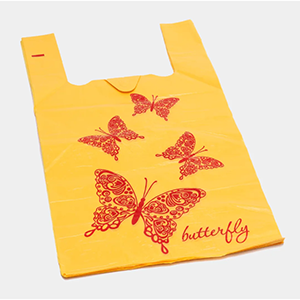 Купить пакет-майка 30*55 см, «Бабочки», желтая, 10 мкм, 100шт/уп