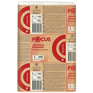 Полотенца бумажные листовые Focus ZZ, 200л, 2сл, 5069956