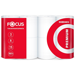 Туалетная бумага FOCUS PREMIUM, 3сл, 8рул